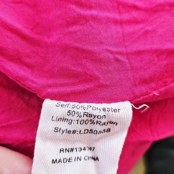 Line & Dot Brooke Bias Cut Ruched Tie Bust Sateen Midi Dress in Hot Pink S - Picture 13 of 16